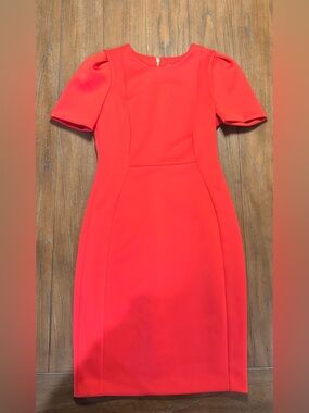 Calvin Klein Bright Coral Midi Sheath Dress